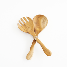 Load image into Gallery viewer, HAND CARVED WOODEN SALAD SERVERS