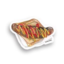 Load image into Gallery viewer, Sausage Sizzle Waterproof Sticker — by Big Bite Studios