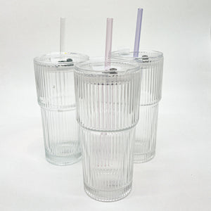 Fluted Glass Coffee Tumbler