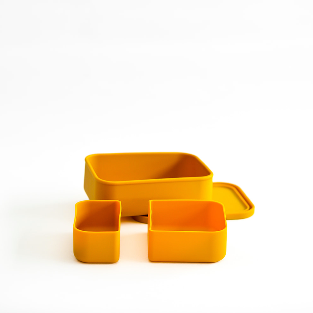 SILICONE LUNCH BOX WITH 2 REMOVABLE SECTIONS