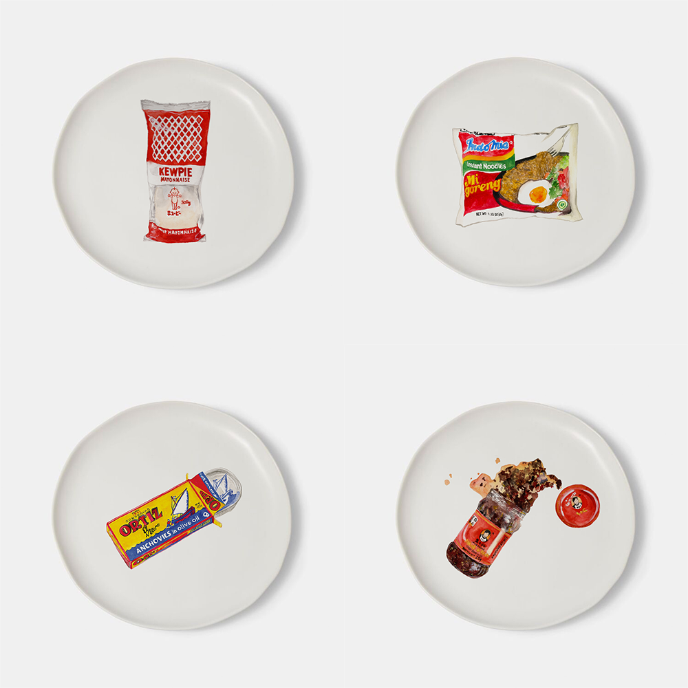 PLATES — GIRL DINNER SNACK PLATES — MIXED SET OF 4