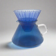 将图片加载到图库查看器，product photo of blue glass coffee pour over set
