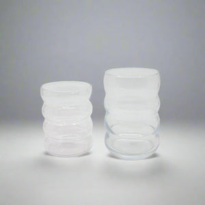 Product photo of Glass bubble Cups, two glasses with curve bubble edges