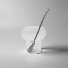 将图片加载到图库查看器，product photo of a small glass cup and stainless steel straw with strainer end
