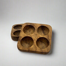 Charger l&#39;image dans la galerie, Product photo for 4 hole wooden egg tray. Two trays with the front tray facing forward
