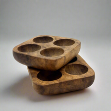 Charger l&#39;image dans la galerie, Product photo for wooden 4 hole egg trays. Two trays are stacked on top of each other 
