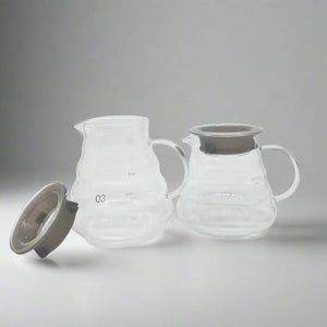 Product photo for glass coffee jugs, showing both the small and large size