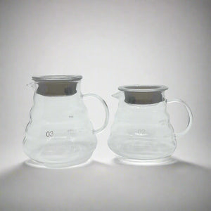 product photo of the large and small glass coffee jugs