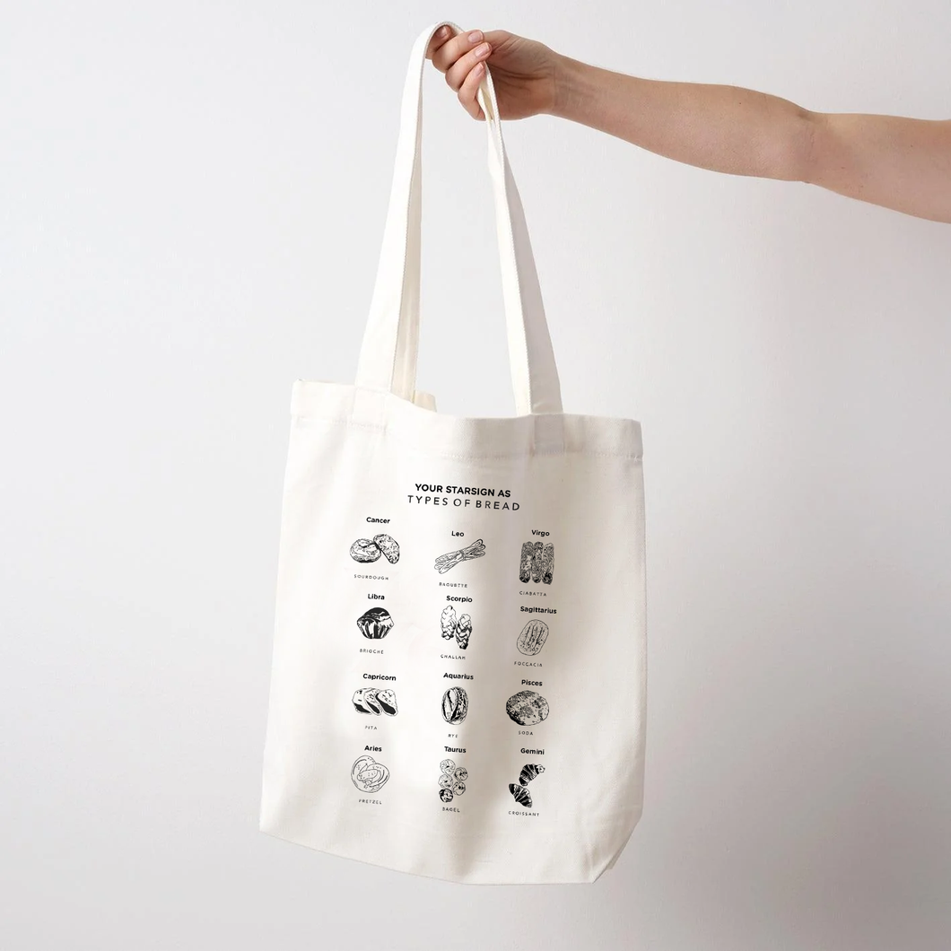 YOUR STAR SIGN AS TYPES OF BREAD TOTE BAG