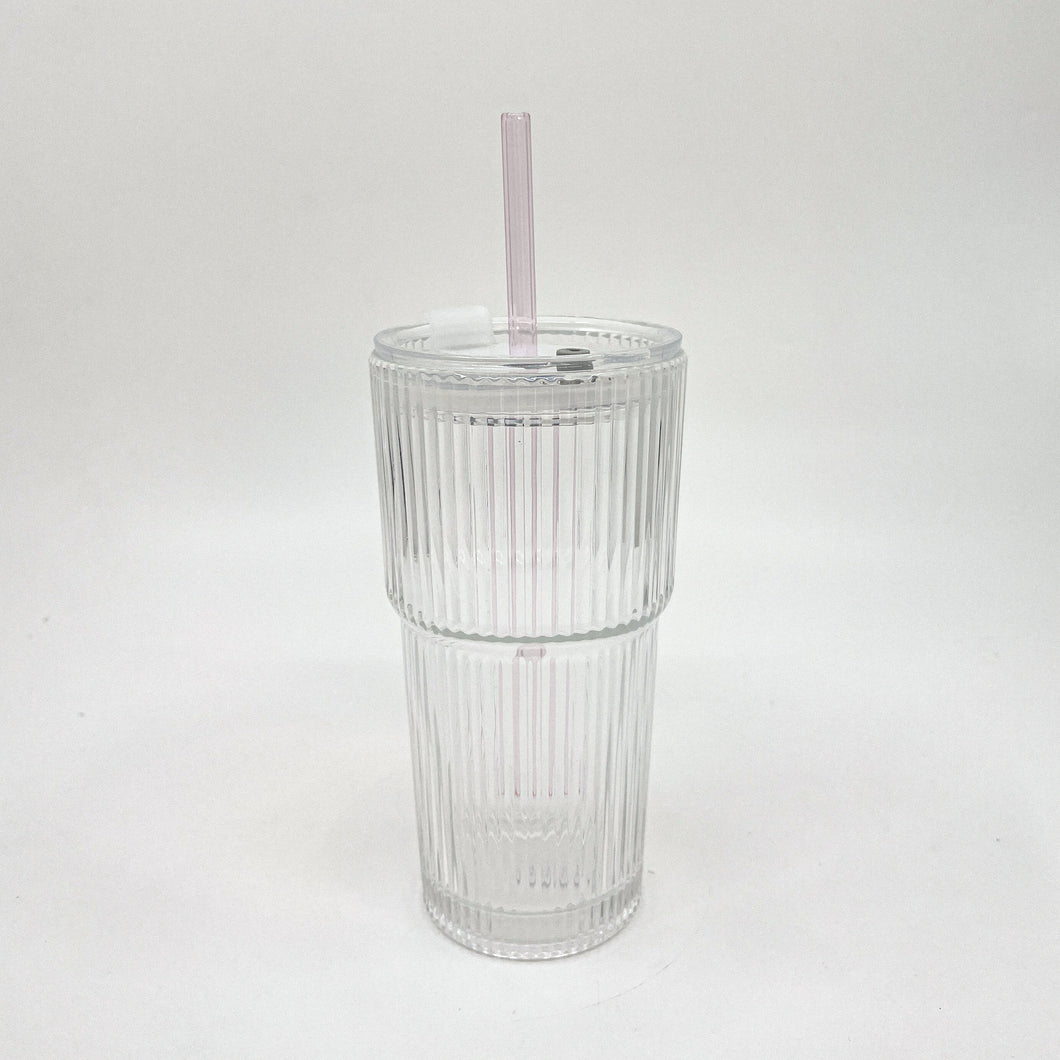 Fluted Glass Coffee Tumbler