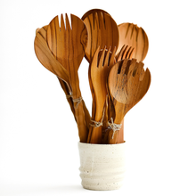 Load image into Gallery viewer, HAND CARVED WOODEN SALAD SERVERS
