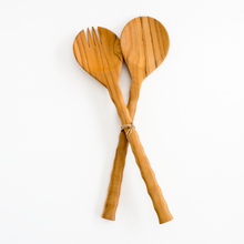 Load image into Gallery viewer, HAND CARVED WOODEN SALAD SERVERS
