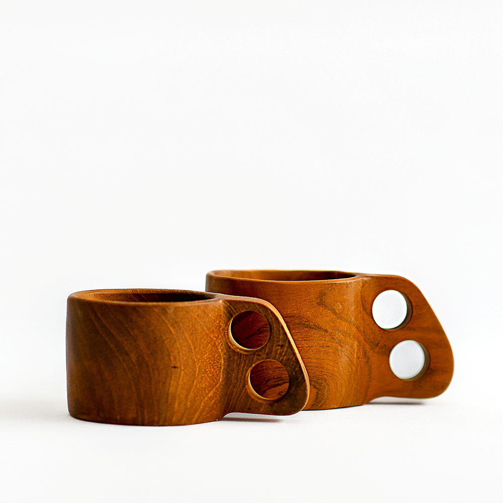 HAND CARVED WOODEN CUP WITH HANDLES