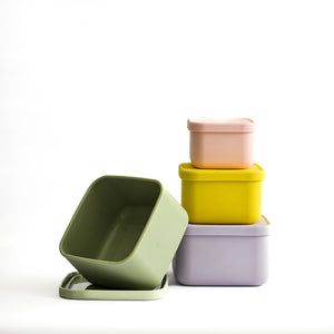 PASTEL SQUARE SILICONE LUNCH BOXES