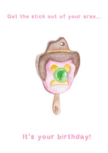 Load image into Gallery viewer, Bubble O Bill - ‘Get the Stick Out' - Birthday Card
