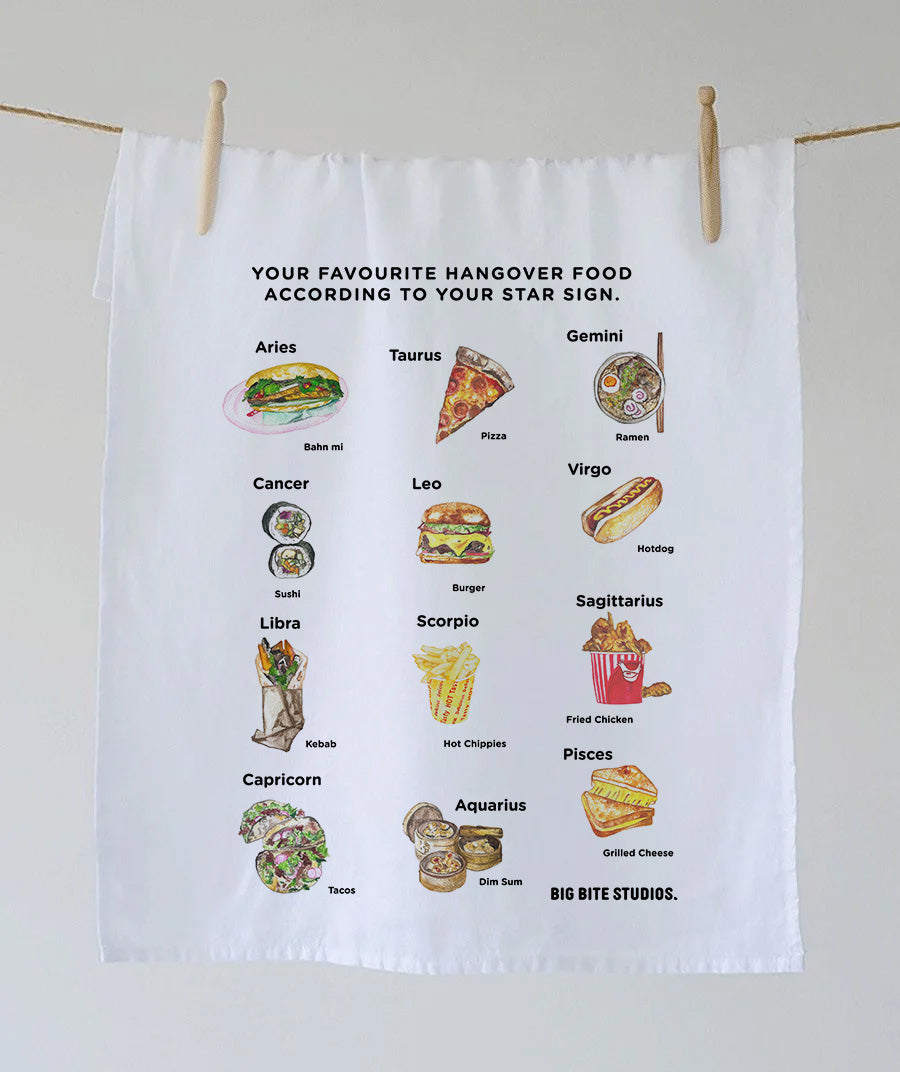 HANGOVER HOROSCOPE TEA TOWEL