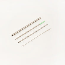Load image into Gallery viewer, ZERO-WASTE STAINLESS STEEL STRAW SET - 4 PIECE
