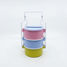 Load image into Gallery viewer, PASTEL ENAMEL TRADITIONAL TIFFIN STYLE LUNCH BOX - 3 LAYER WITH LIDS
