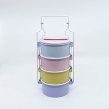 Charger l&#39;image dans la galerie, PASTEL ENAMEL TRADITIONAL TIFFIN STYLE LUNCH BOX - 4 LAYER WITH LIDS
