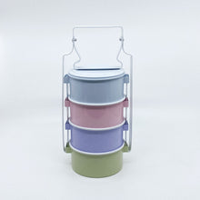Load image into Gallery viewer, PASTEL ENAMEL TRADITIONAL TIFFIN STYLE LUNCH BOX - 4 LAYER WITH LIDS
