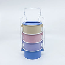 Load image into Gallery viewer, PASTEL ENAMEL TRADITIONAL TIFFIN STYLE LUNCH BOX - 4 LAYER WITH LIDS
