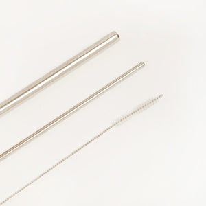 PLASTIC FREE STAINLESS STEEL STRAW SET WITH BUBBLE TEA/SMOOTHIE STRAW - 3 PIECE